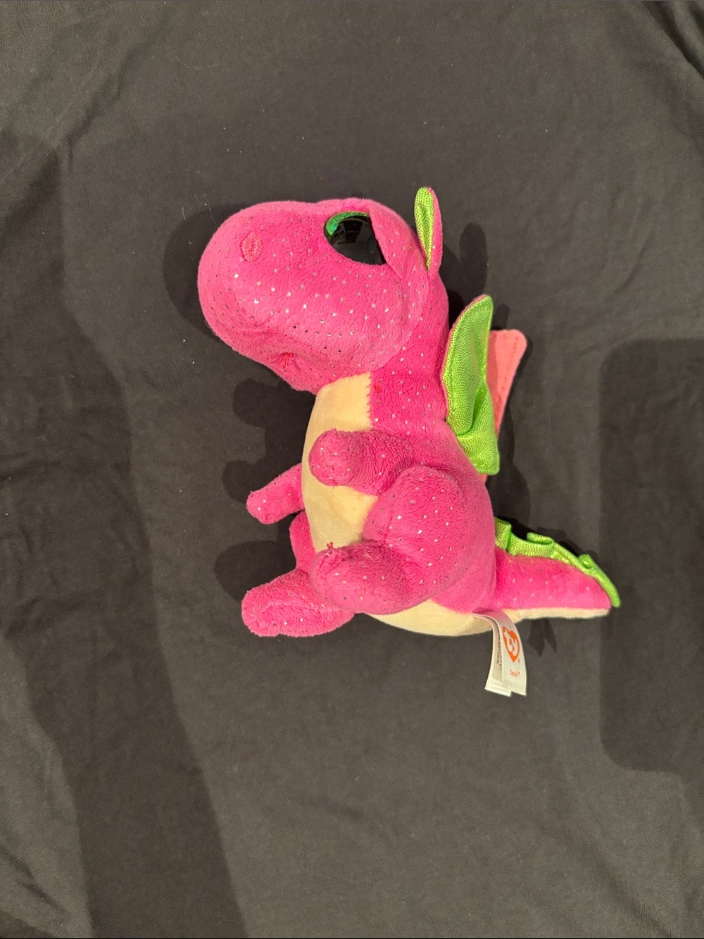Ty Hot Pink Dragon Plush with Lime Green Wings